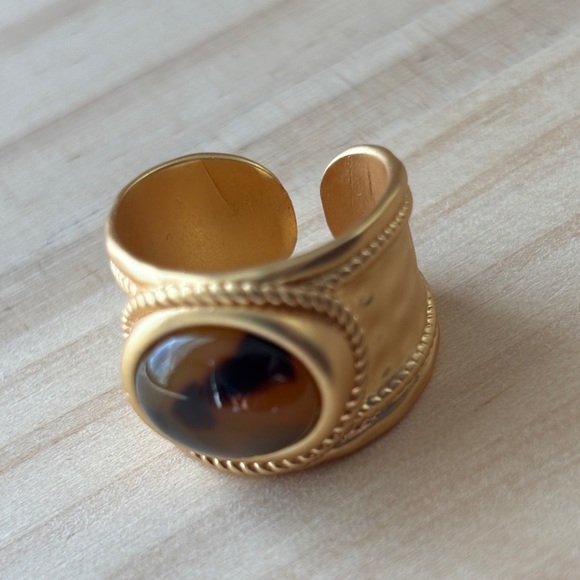 Julie Vos Jewelry - Julie Vos Gold-Tone Cuff Bracelet with Brown Cabochon